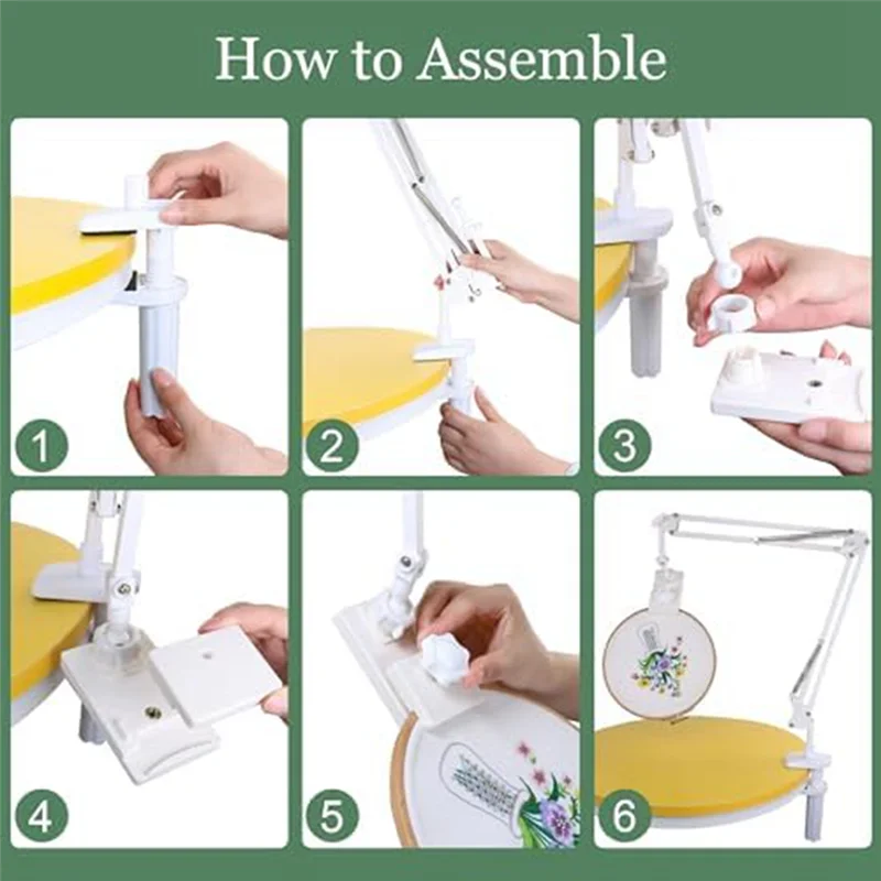 Adjustable Embroidery Hoop Stand-Folding Embroidery, 360 Degree Rotating Crossstitch Stand For Needle Point Projects A Durable