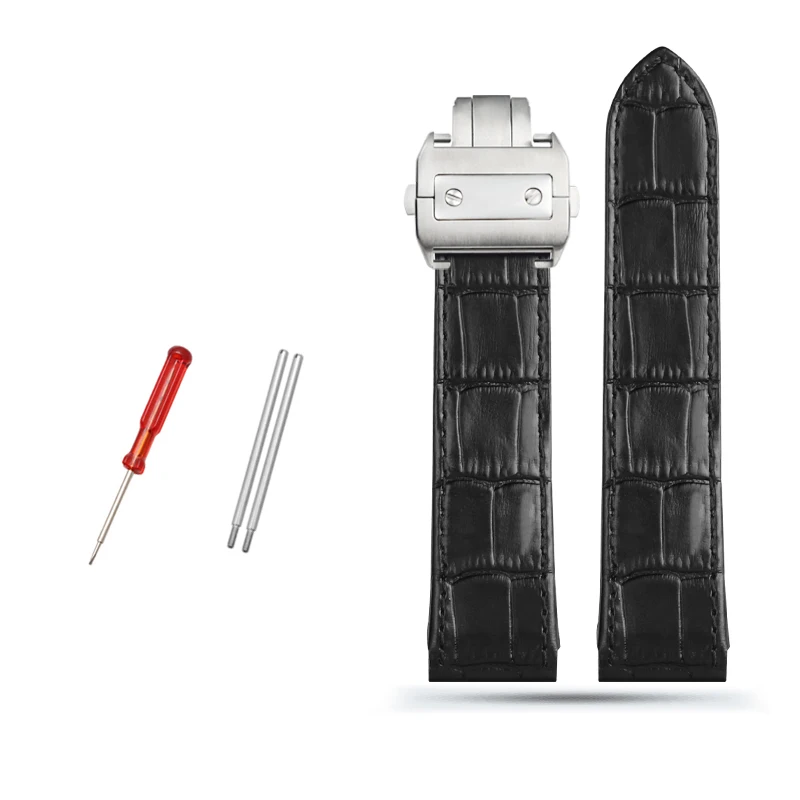 High-Quality Genuine Leather Watch Strap with Folding Buckle