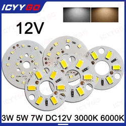 Panel de luz LED de 12V, 3W, 5W, 7W, 12V, placa de fuente de luz de bajo voltaje, luz blanca CC, luz cálida, 46MM, 48MM, 65MM, Panel de luz redondo DIY