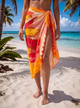 Women's Beach Sarongs Chiffon Floral Printed Sexy Pareo Swim Skirt Wraps summer Bathing Suits Dropshipping Factory Supply 1