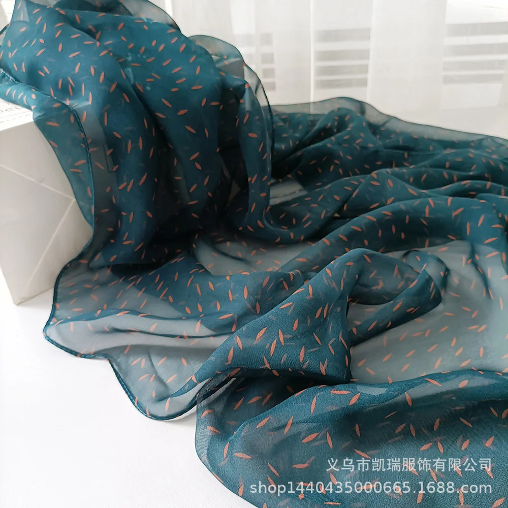Crepe Georgette Scarf Vintage Polka Dots Light Breathable 180*70cm Summer Foulard Soft Beach Towel Kerchief Head/Hair Scarve