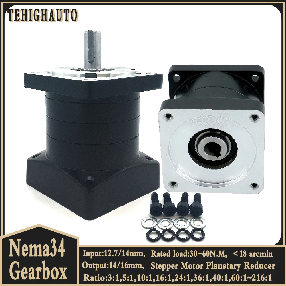 Caixa de Velocidades Planetária Nema 34 Gear 86 mm Velocidade Ratio 3:15:110:1216 Input Inch 12.7 14 mm Stepper Motor Redutor Step-down