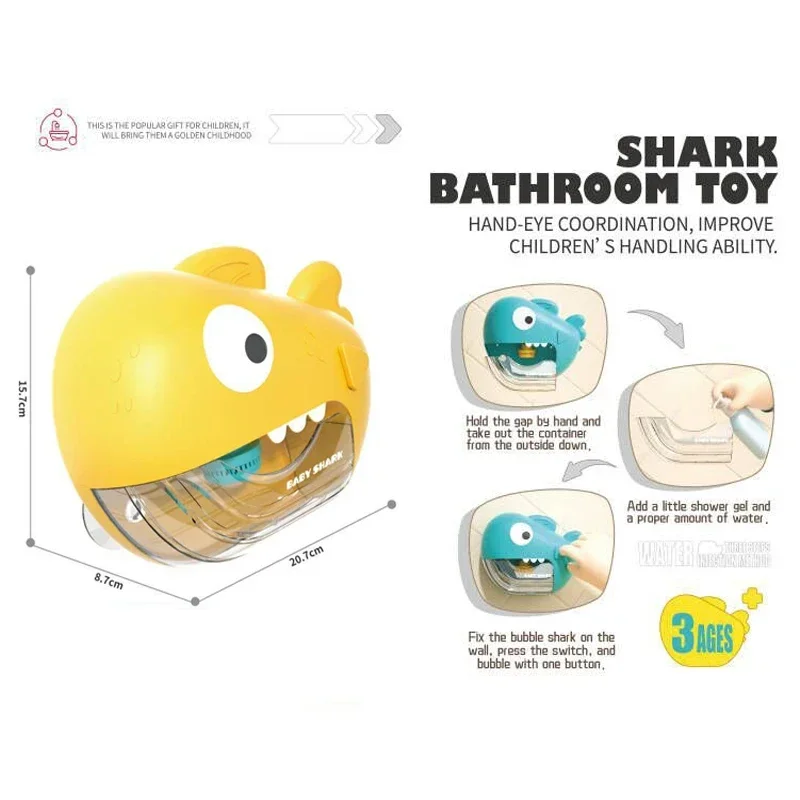 Bubble Shark Baby Bath Toy Funny Toddler Bath Bubble Maker Pool Swimming Bathtub Soap Machine Bathroom Toys for Children Kids 5