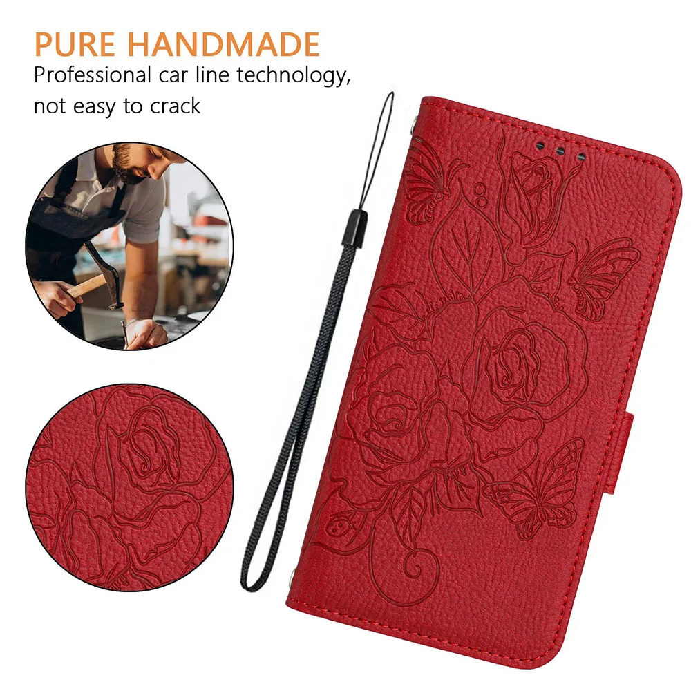 Rose RFID Shielding Wallet Case with Flip Phone Back Cover