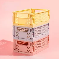Plastic Foldable Storage Crate Folding Box Basket Stackable Cute Makeup Jewellery Toys Boxes for Storage Box Organizer Portable 1