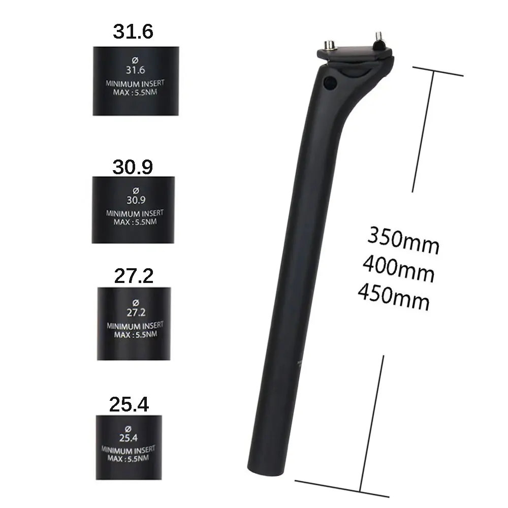 Bike Seat Post MTB Carbon Offset 20mm 25.4 27.2 30.9 31.6mm 350-450mm Ultralight 150g