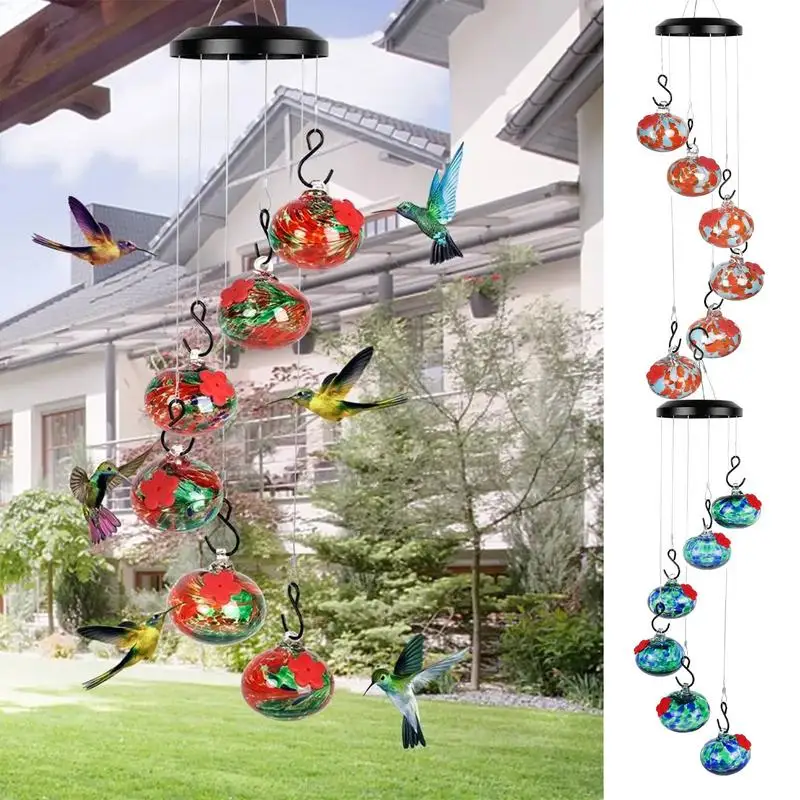 Outside Birdfeeder Hummingbird Feeders With Wind Chimes Leak-Proof Garden Decor Bee Guard And Bee Proof Accessories