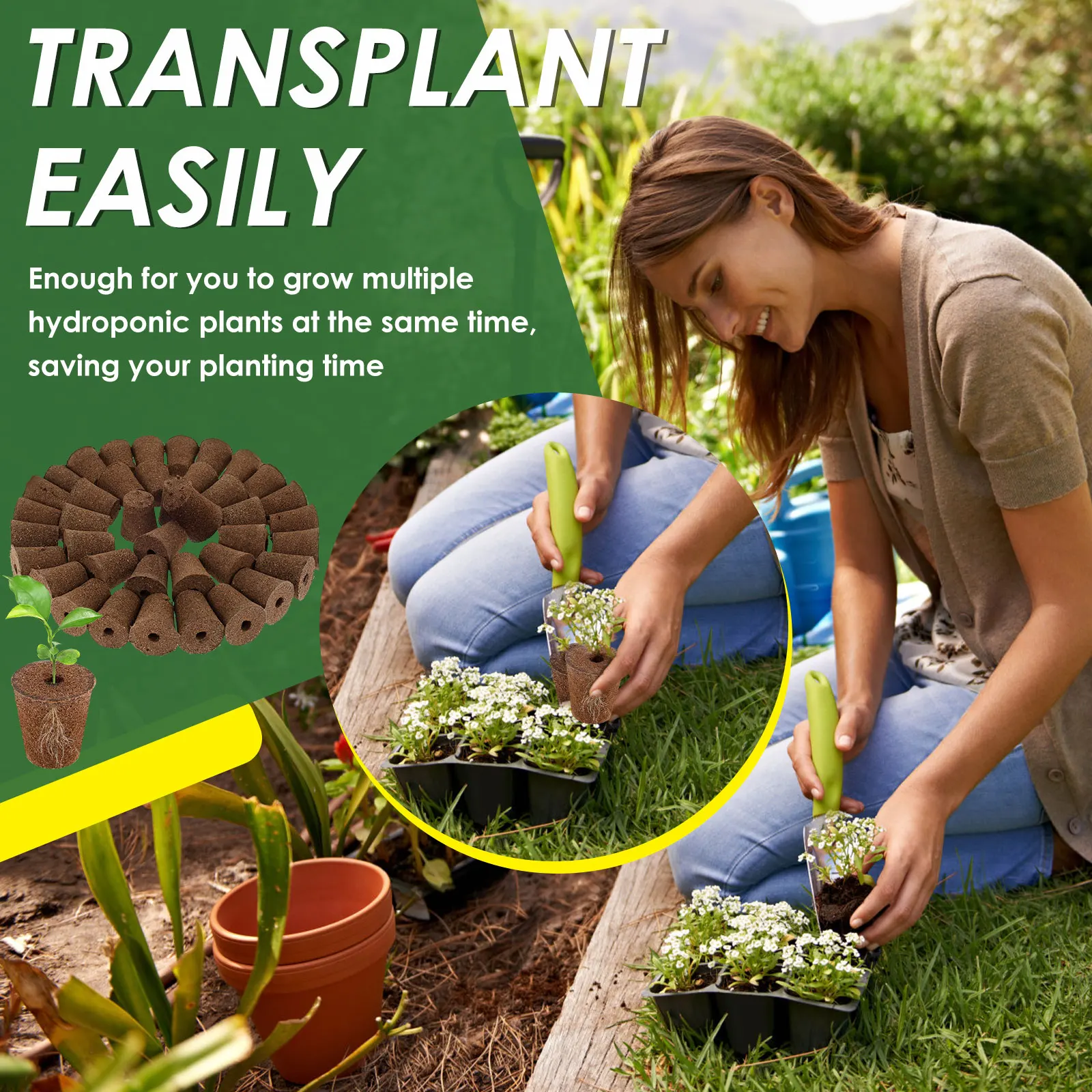 40Pcs Seed Grow Sponges Garden Hydroponic Seedling Starter Sponges with Plant Labels & Tweezers Replacement Root Growth Sponges