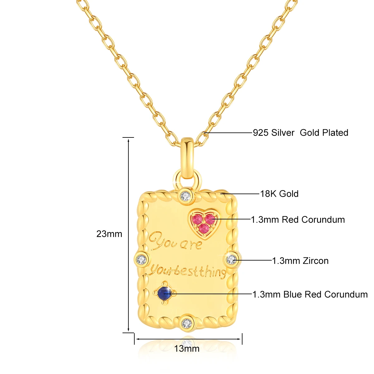 Real 18K Gold Red Corundum Pendant Necklaces for Women Anniversary Party Gift AU750 Bookmark Fine Jewelry With Certificate