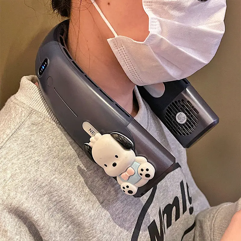 

Sanrio Pachacco New Hanging Neck Fan Kawaii Portable Air Conditioner USB Leafless 4000Mah Rechargeable Electric Fan for Sports