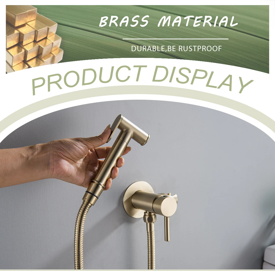Description Picture 3 of itemBrass Round Portable Bidet Faucet Sprayer Toilet Bidet Gold Faucet Bathroom Hot and Cold Mixer Toilet Gun Set Cleaning Shower