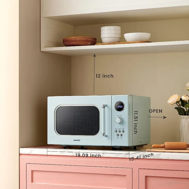 COMFEE CM-M091AGN Retro Microwave Multi-stage Cooking 9 Preset Menus Kitchen Timer Mute Function ECO Mode