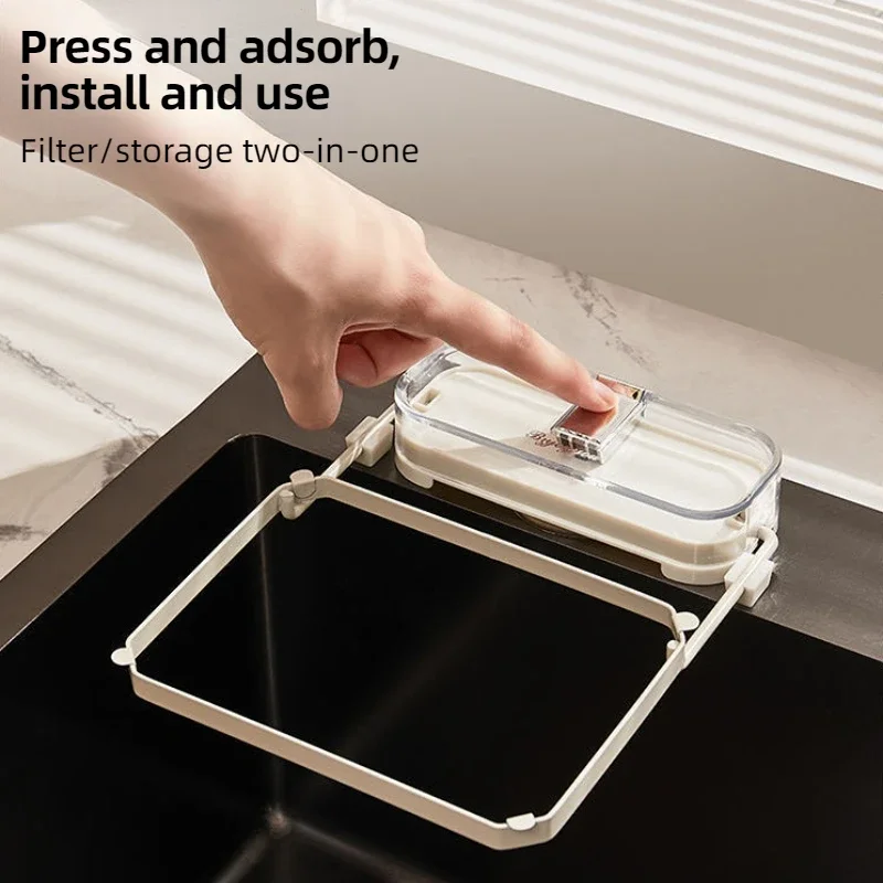 Hanging Net Filter Bag Multi-Purpose Drainage Rack Foldable Sink Strainer Mesh Bag Stand Waste Garbage Net Shelf Anti-Clogging