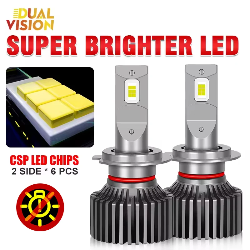 Acheter Ampoule LED 48 CSP H1 H3 H7 H8 H11 9005 HB3 9006 HB4 Canbus 360, Phare De Voiture 18000LM, Phares Antibrouillard Automatiques 4300K ​​6000K 4300K ​​blanc Jaune Turbo Led H7, 2 Pièces