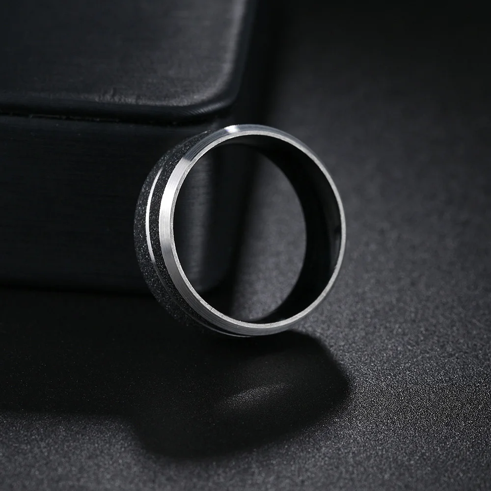 Fashion Titanium Steel Ring Black Wedding engagement Frosted Rings for Men Women Wedding Rings Jewelry Rings Ring Jewelry