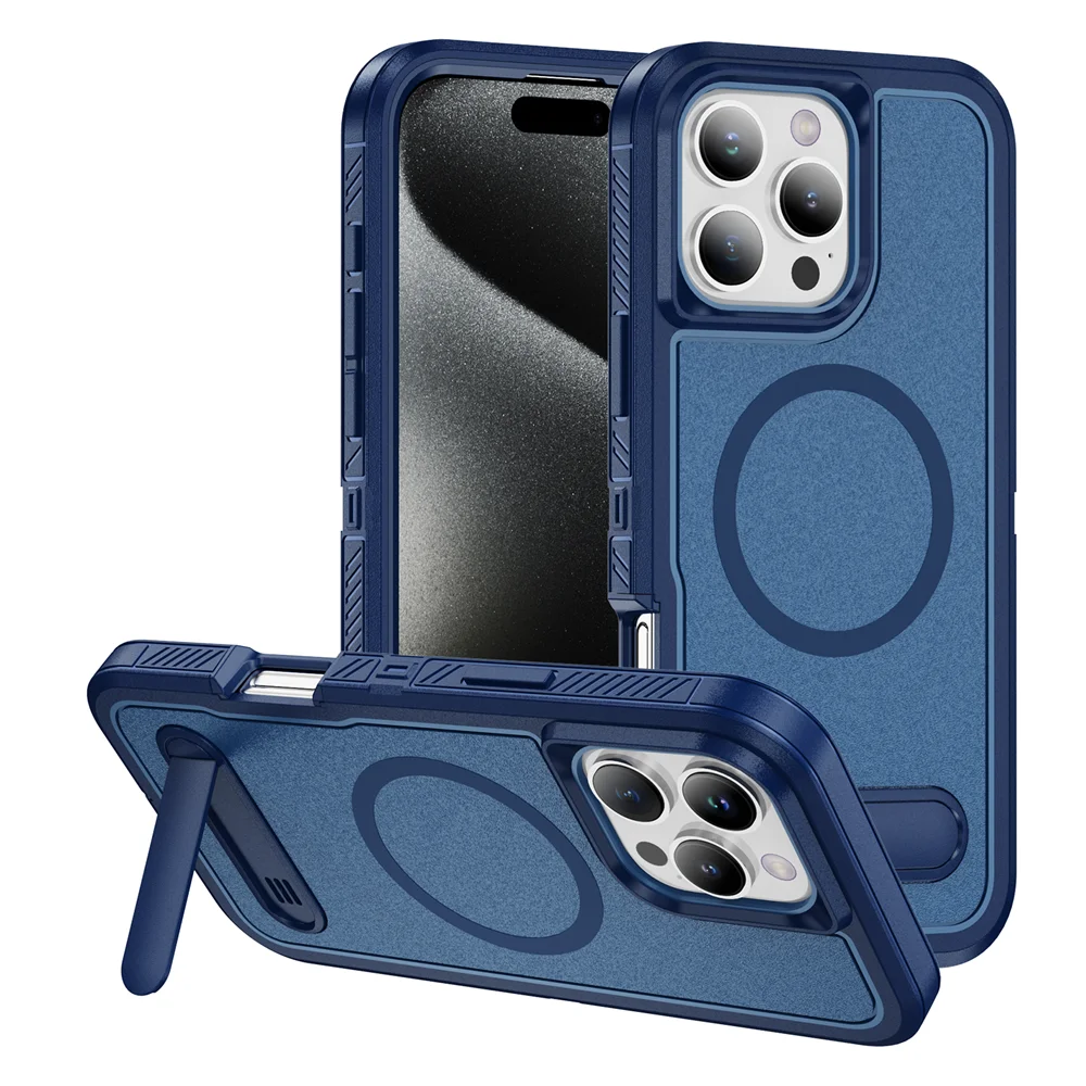 Premium Magnetic Armor Folding Stand Phone Case with MagSafe Compatibility
