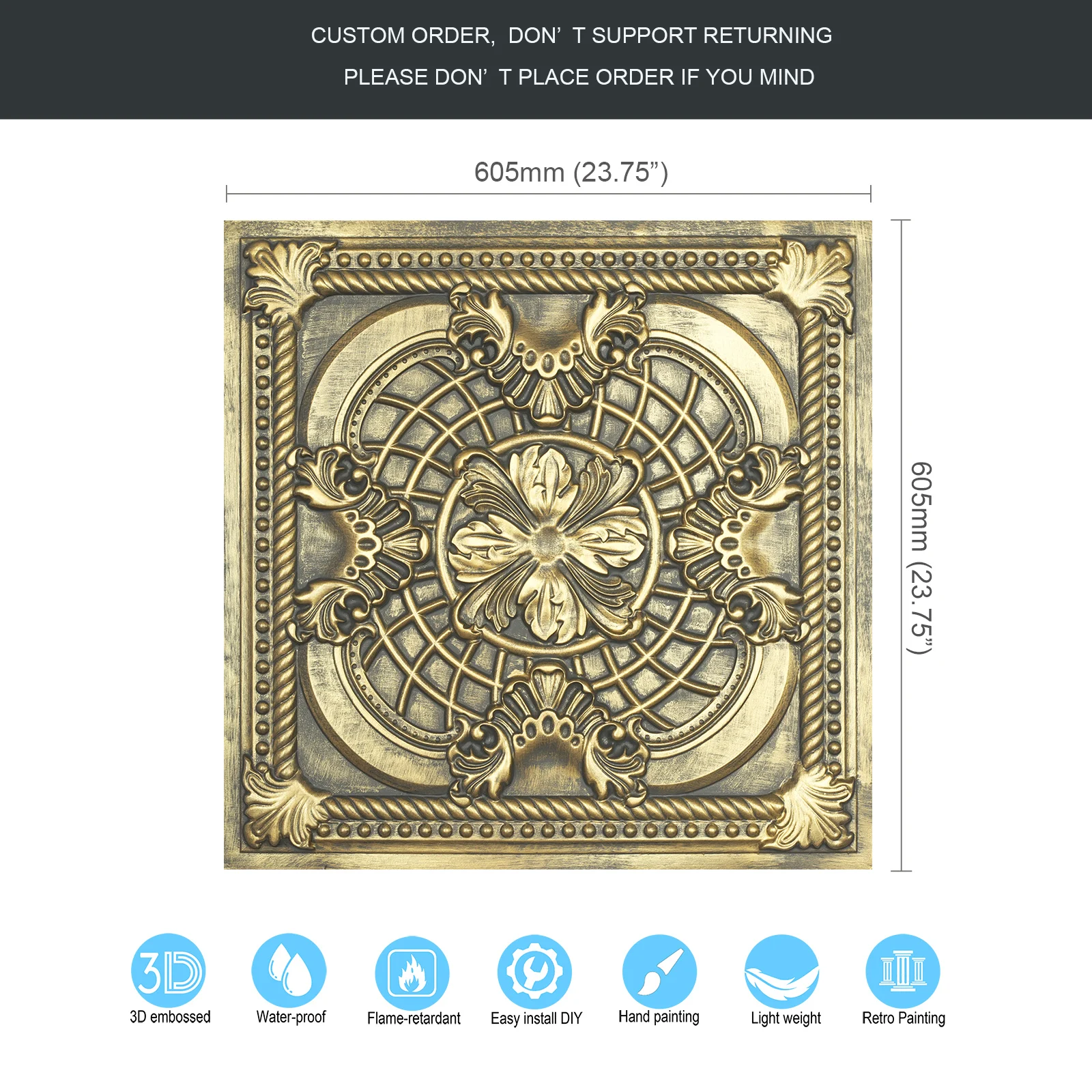 Azulejos de techo de estaño Vintage, tablero de pared en relieve 3D para  casa pública, 10 Uds. PL31, PAINTSDECOR de oro antiguo - AliExpress, image size:1600x1600