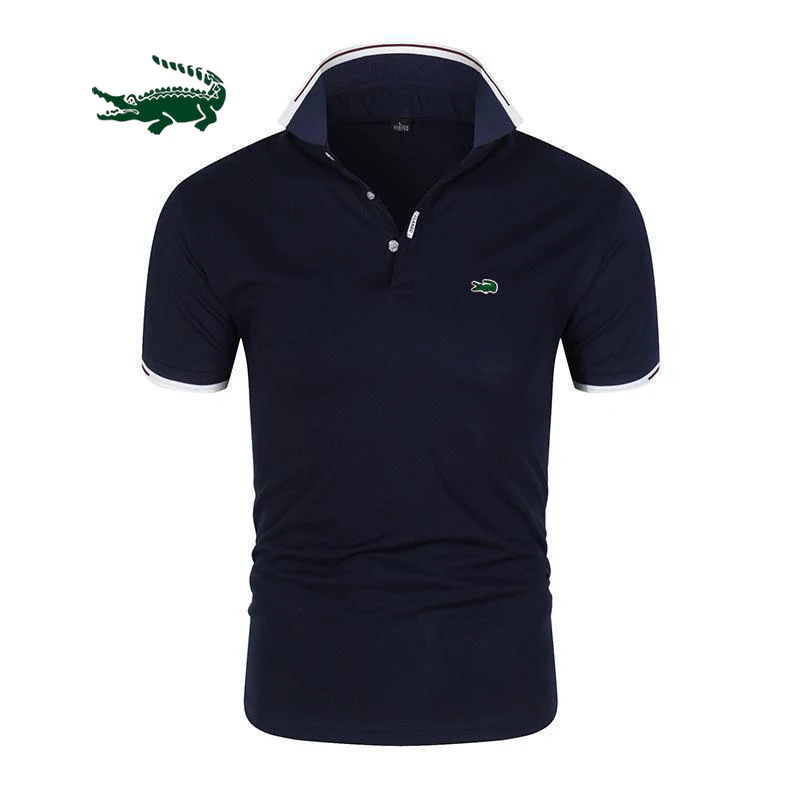 

2023 New Brand Male Polo Shirt Fast Dry Solid Color Shirts Lapel Male T- shirts Man Polo T-shirts For Male Tops