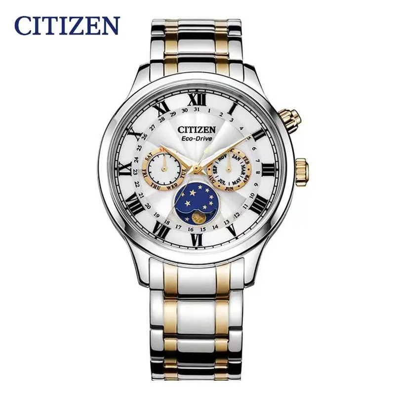 Citizen Watch For Men Starry Sky Date Moon Phase Multifunzionale Business Cinturino In Pelle Impermeabile Orologi Al Quarzo Da Uomo