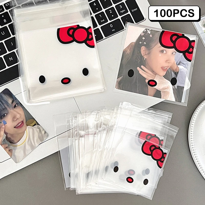 

100pcs Hello Kitty Plastic Bags Candy Bag Biscuit Bag Cartoon Cute Snack Bag Gift Bag Opp Bag Self-adhesive Bag Baking Packaging