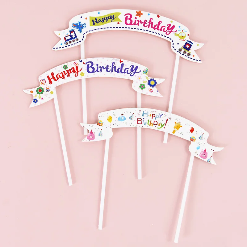 

10pcs Happy Birthday Cake Topper Paper Cupcake Flag Baby Shower Kids Birthday Party Favors Cake Decorations DIY Party Supplies