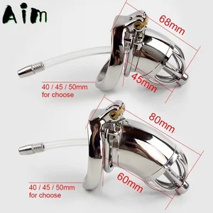 304 Stainless Steel Chastity Device With Urethral Sounds Catheter And Spike Ring S/L Size Cock Cage Choose Male Chastity Belt
