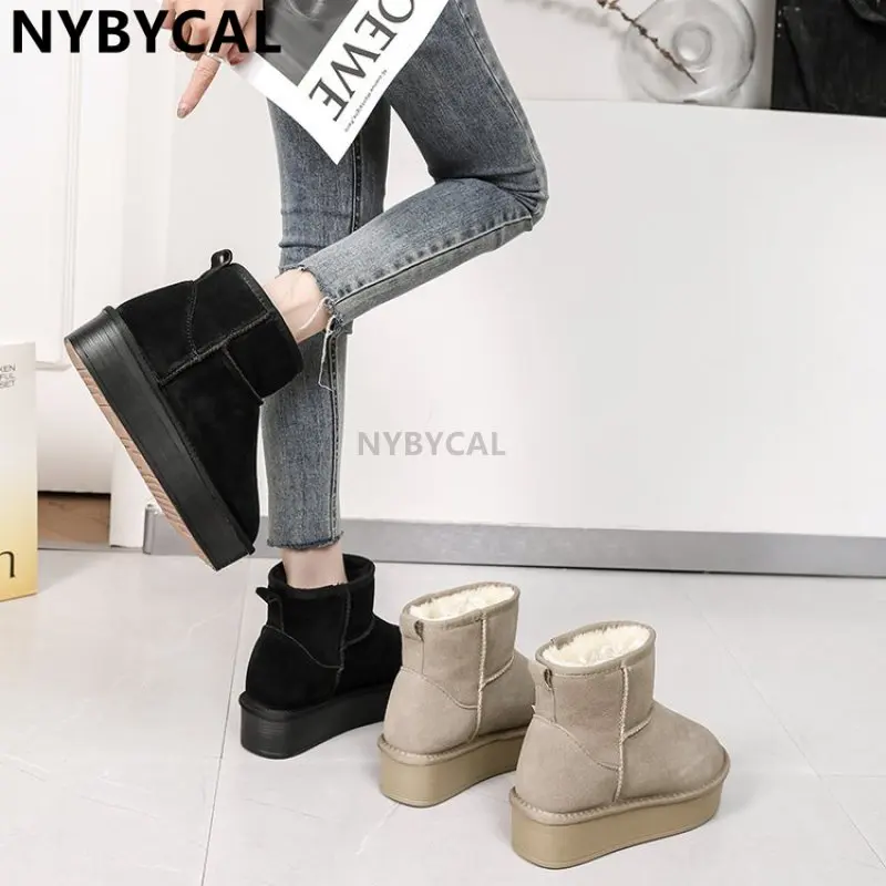 2023 Winter Snow Boots Fur Ladies Super Mini Boots Real Sheepskin Wool Low-cut Warm Fur Shoes Man Women Winter Short Boots Hot