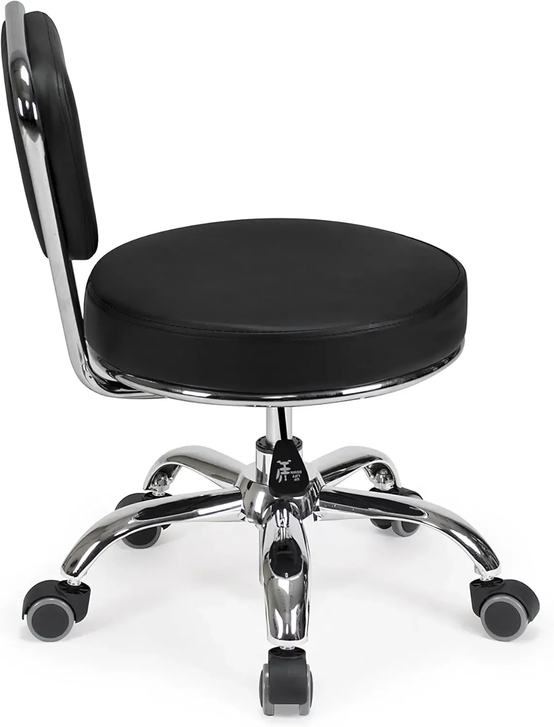 Garage Rolling Seat (Black) Pneumatic, Short Stool with Adjustable Height 13"-15", Perfect for Garage Task, Home Cleaning 5