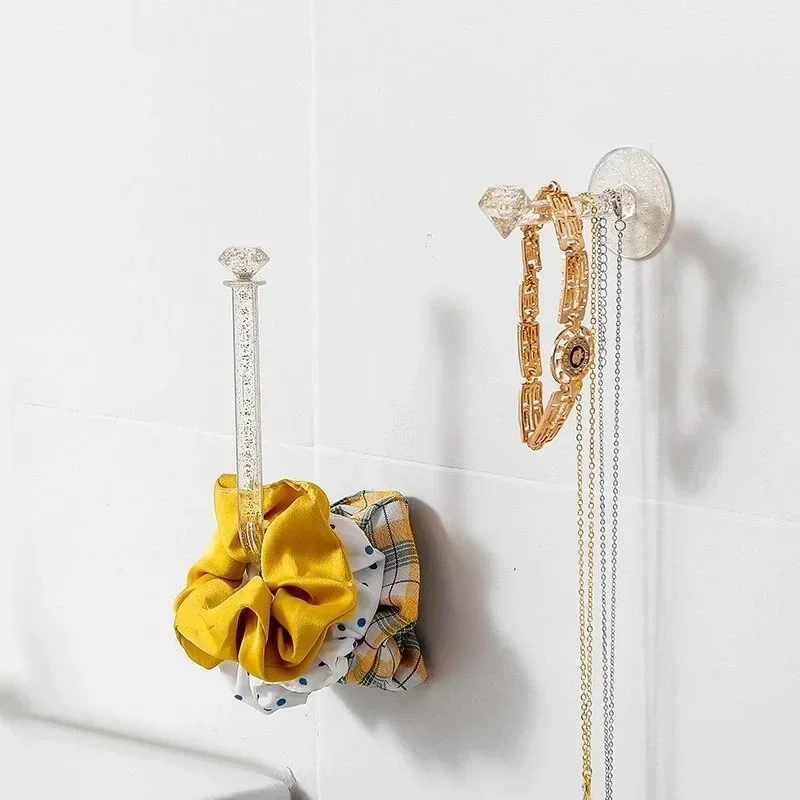 Zreal Wall Hooks for Hanging Adhesive Hooks 12-Pack, Acrylic Diamond Hooks  Wall Hangers, Decorative Hooks Clear Jewelry Hooks