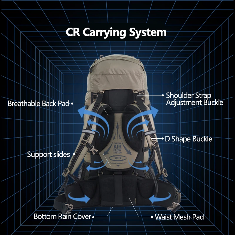 Naturehike Backpack Professional Outdoor Hiking Travel Bag Big Capacity 70L Mountaineering Camping Bag Support System NH70B070-B — view 4