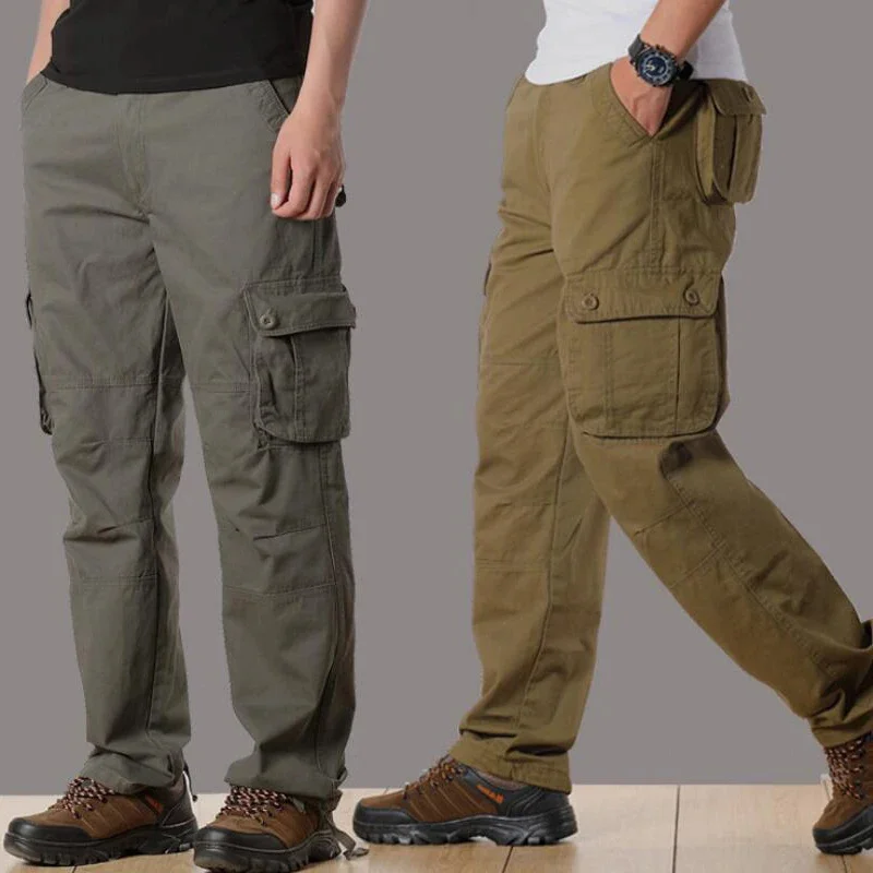 

Брюки-карго мужские в стиле милитари, тактическая уличная одежда со множеством карманов, прямые брюки-Слаксы для работы в армейском стиле, 29-44