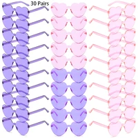 30 Pairs Per Set Heart Shaped Sunglasses Cute Rimless Solid Color Beach Vacation Shades Women Fashion Design Rave Sun Glasses 2