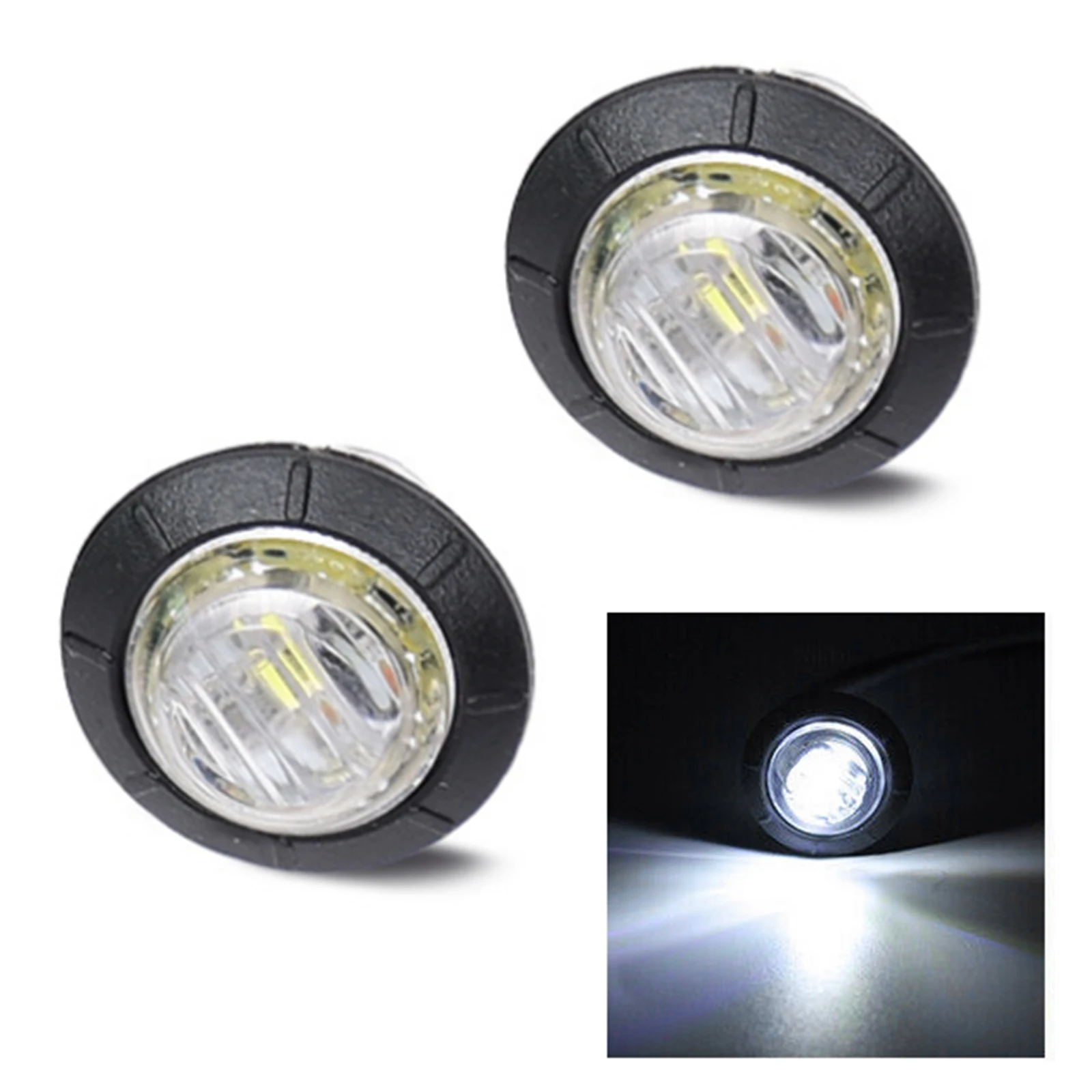 10 Luci Di Posizione Laterali 12V 3 LED Per Camion E Rimorchio – Tonde, Lenti Fumé, IP67, Foro 3/4", Colore Ambra