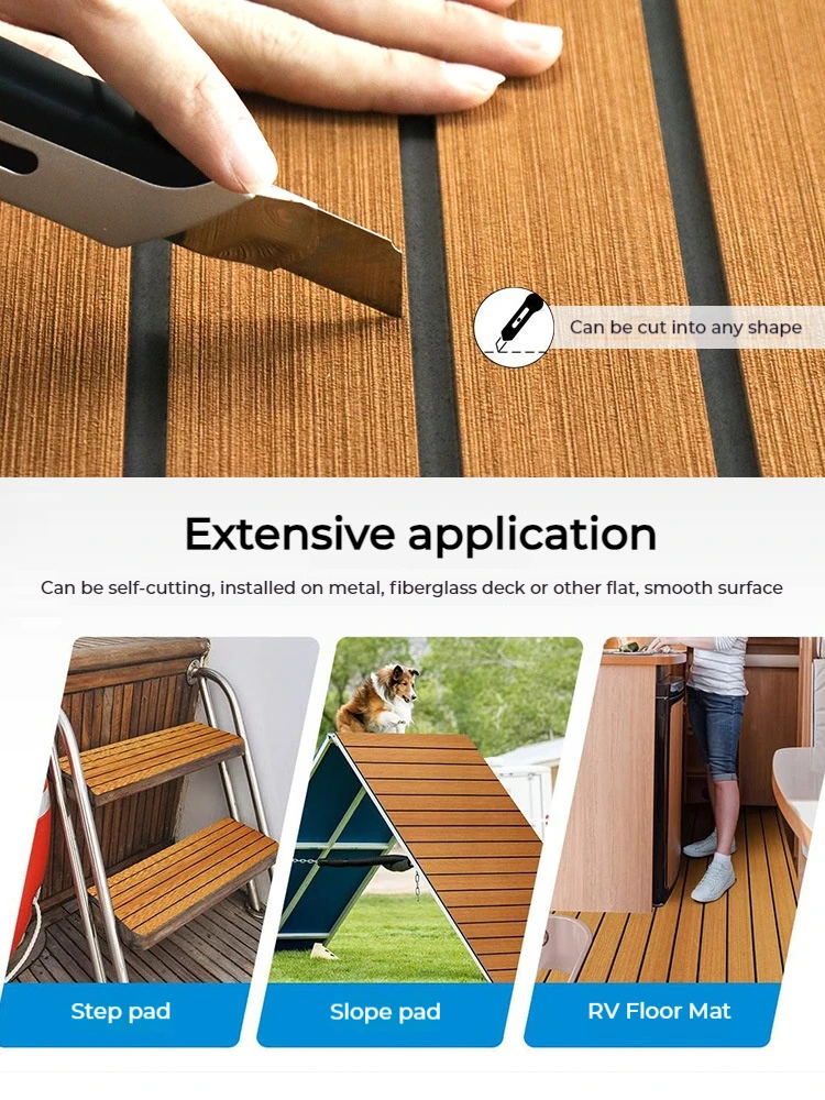 4 Farben 2400 x 450 x 6 mm EVA selbstklebende Schaumstoff-Bootsböden Faux Teak Decking Sheet Pad für Boot Marine Yacht RV Deck Sheet Matte – Detail 3