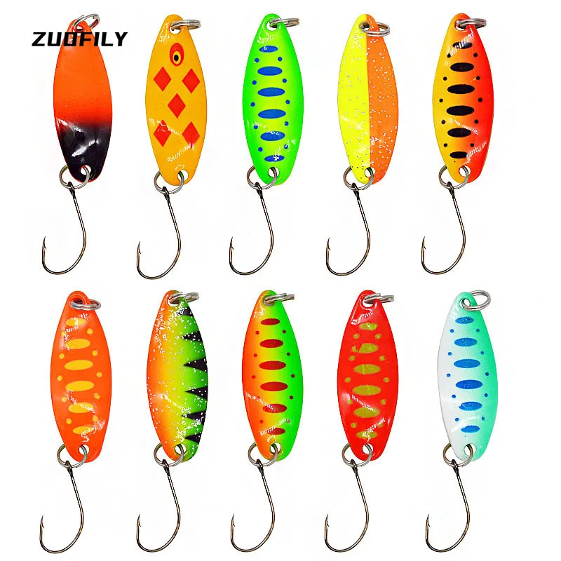 Portable 3.4cm 3.5g Metal Rotator Spoon Trout Fishing Bait Hard Bait Sequin  Noise Artificial Color Willow Leaf Shaped Iron Lures