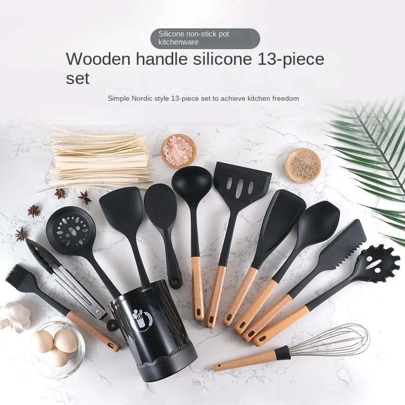 Nonstick Cooking Spoon Shovel 13 Piece Silicone Kitchenware Set