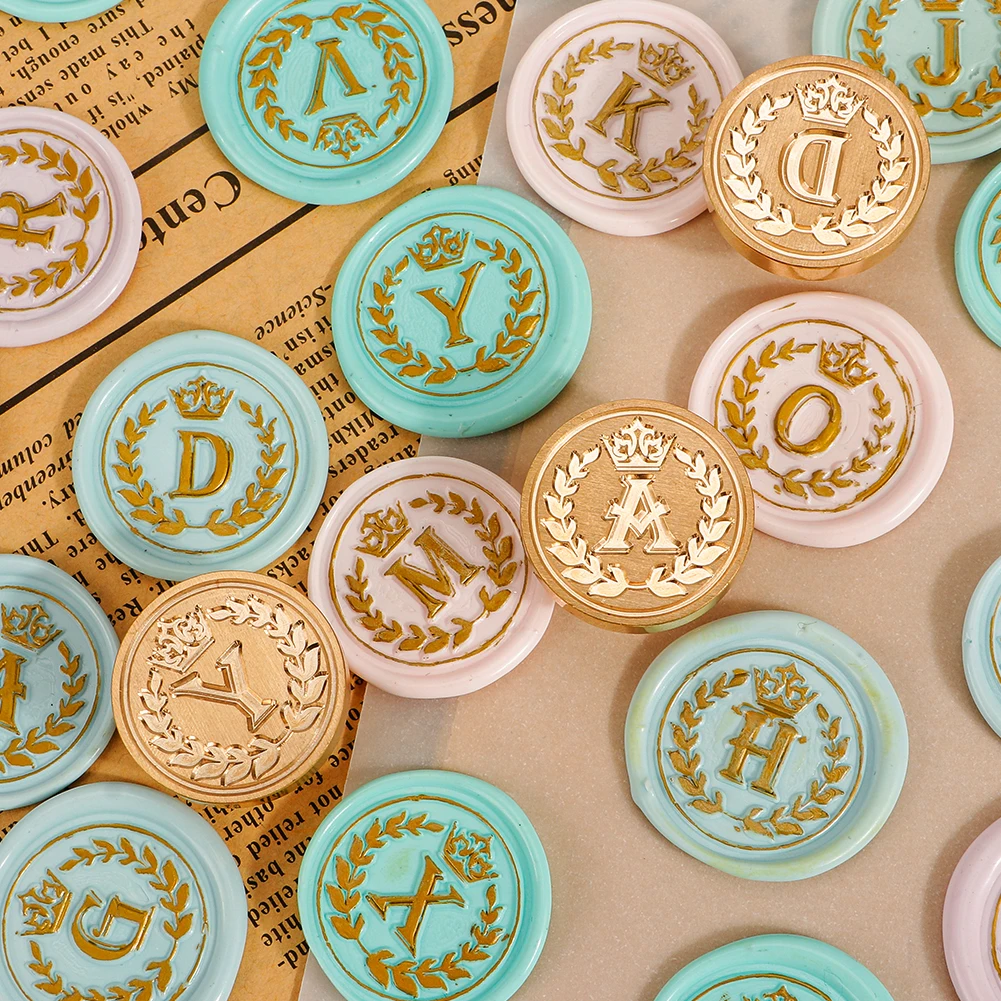 26mm Curlicue European Letter Seal Head With Crown Wax Seal Stamps Metal Head DIY Stamp Envelope Wedding Invitations Sealing