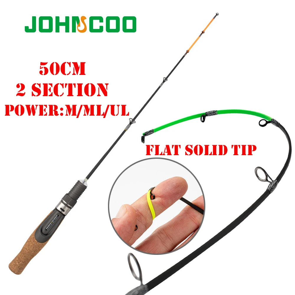 UL ML Winter fishing rod soft tip 50cm Ice fishing rod with Flat tip high quality Fiber Glass tip with cork handle