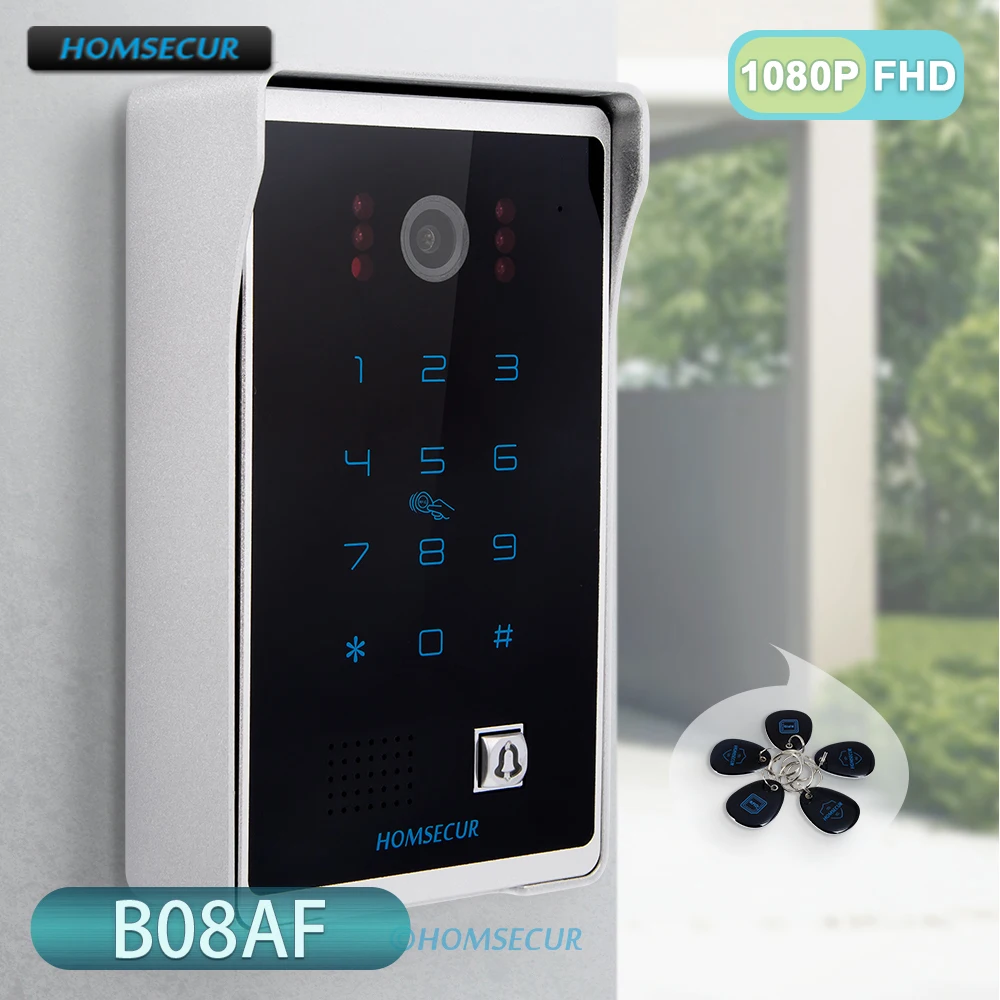 B08AF 4 Wire Waterproof 1080P HD Outdoor Camera RFID Password Access for HOMSECUR Tuya WIFI Video Doorbell Intercom System