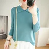 POLO Collar Women's Knitted Sweater Cashmere Blend Autumn And Winter New Solid Color Simple Inner Slimming And Age-reducing Top 4