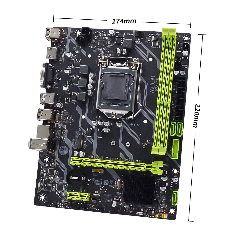 Motherboard Lga 1155 Compatível com Cpu Intel Core 2ª e 3ª Gerações Suporta M.2 Nvme Sata Sdd Mucai-b75 - Imagem 6