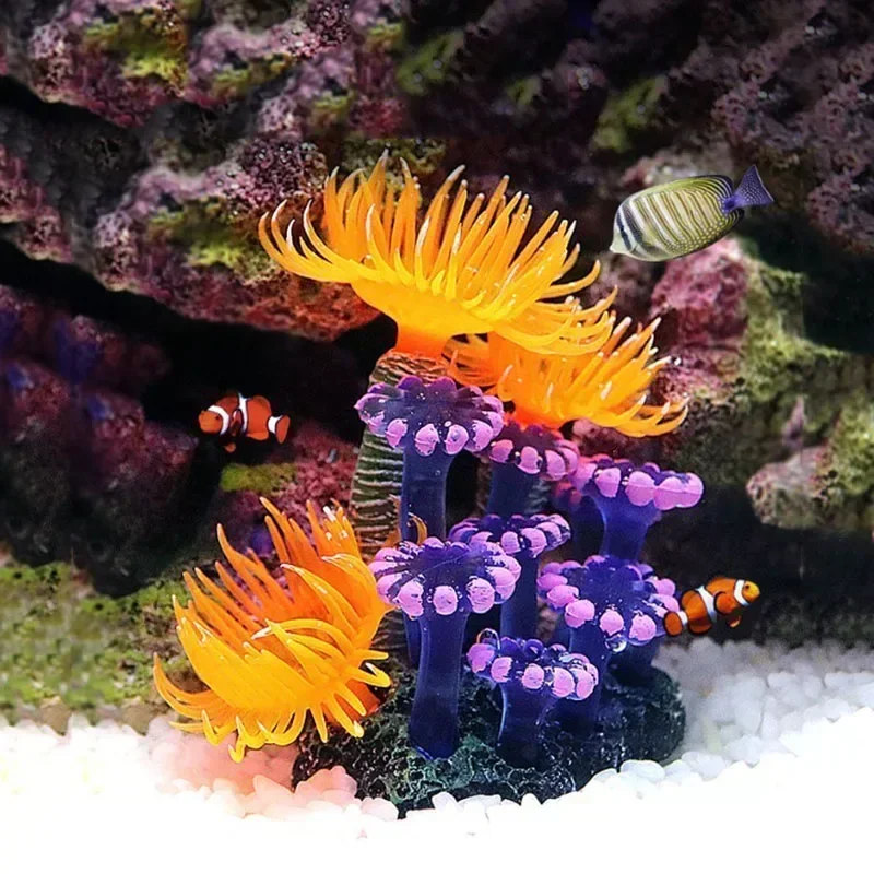 Aquarium Coral Simulation Decoration with Aquatic Plants and Accessories