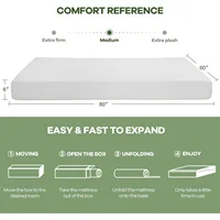 6 Inch Queen Mattress, Gel Memory Foam Queen Size Mattress, Pressure Relieving, Cooling Gel Foam, 80"L x 60"W x 6"Th,White 2