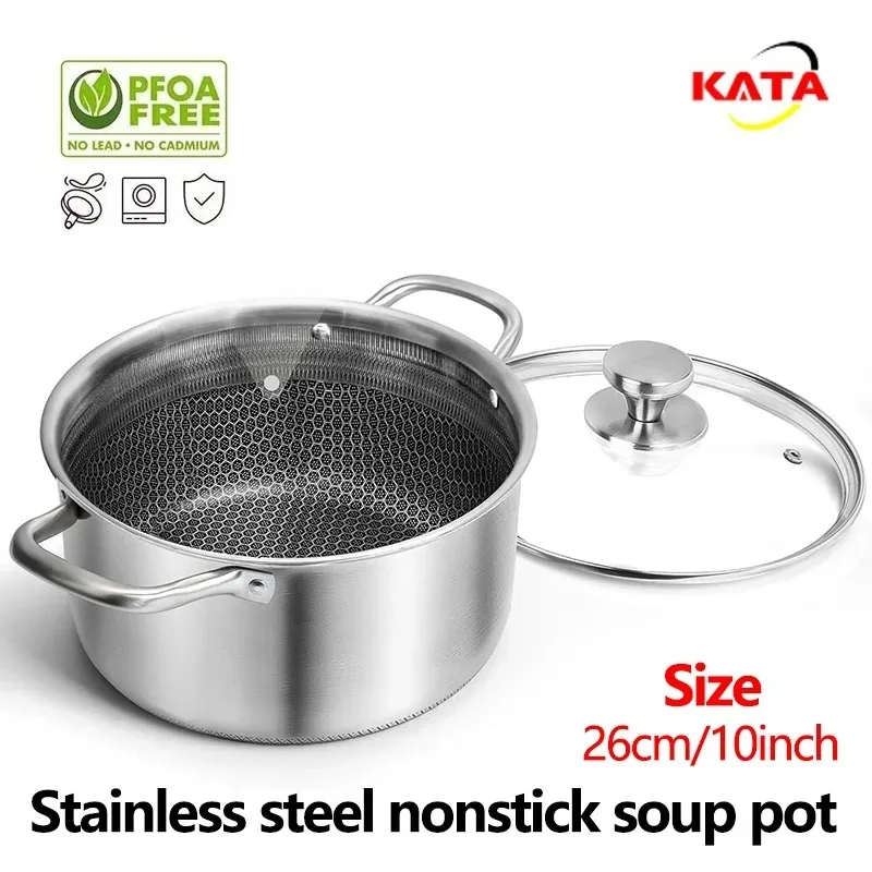 

KATA Kitchen 24cm Stainless Steel Seafood Stockpot Stewpot Honeycomb Nonstick Toxin Free Coated Cookware Gourmet Cooking Pots