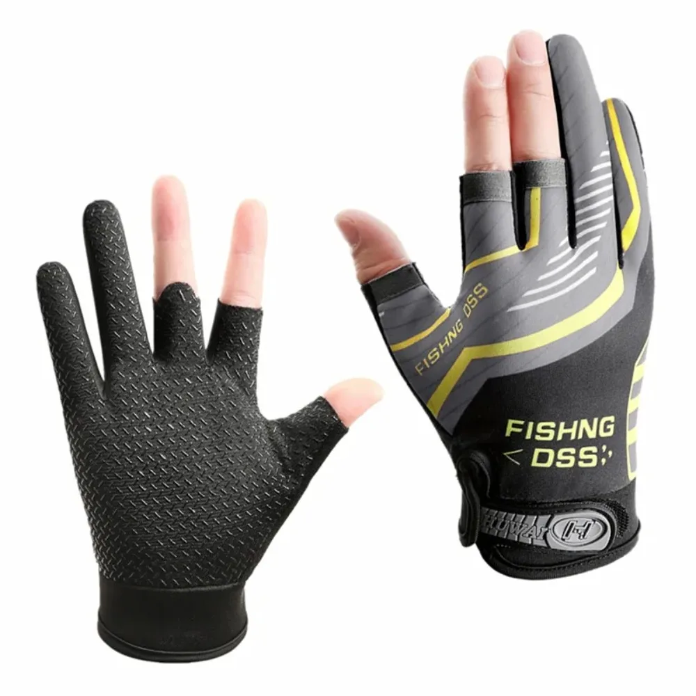 Description Picture 2 of item1 Pair Fishing Gloves for Men Summer Fishing Road Sub Sunscreen and Anti Slip Ice Silk Breathable Thin Three Finger Cut Gloves