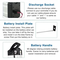 Batterie Li-Ion Silver Fish 11Ah 15Ah 17Ah 20Ah 24V/36V/48V avec chargeur 2A, pour moteur Bafang Silverfish 250W-1000W 6