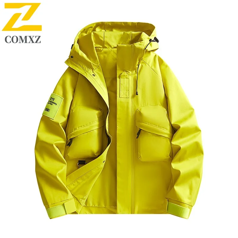 COMXZ Outdoor Adventure Men Jacket Hooded Wind Resistant Motorcycle Coat Casual Urban Style Light Autumn New Men Apparel