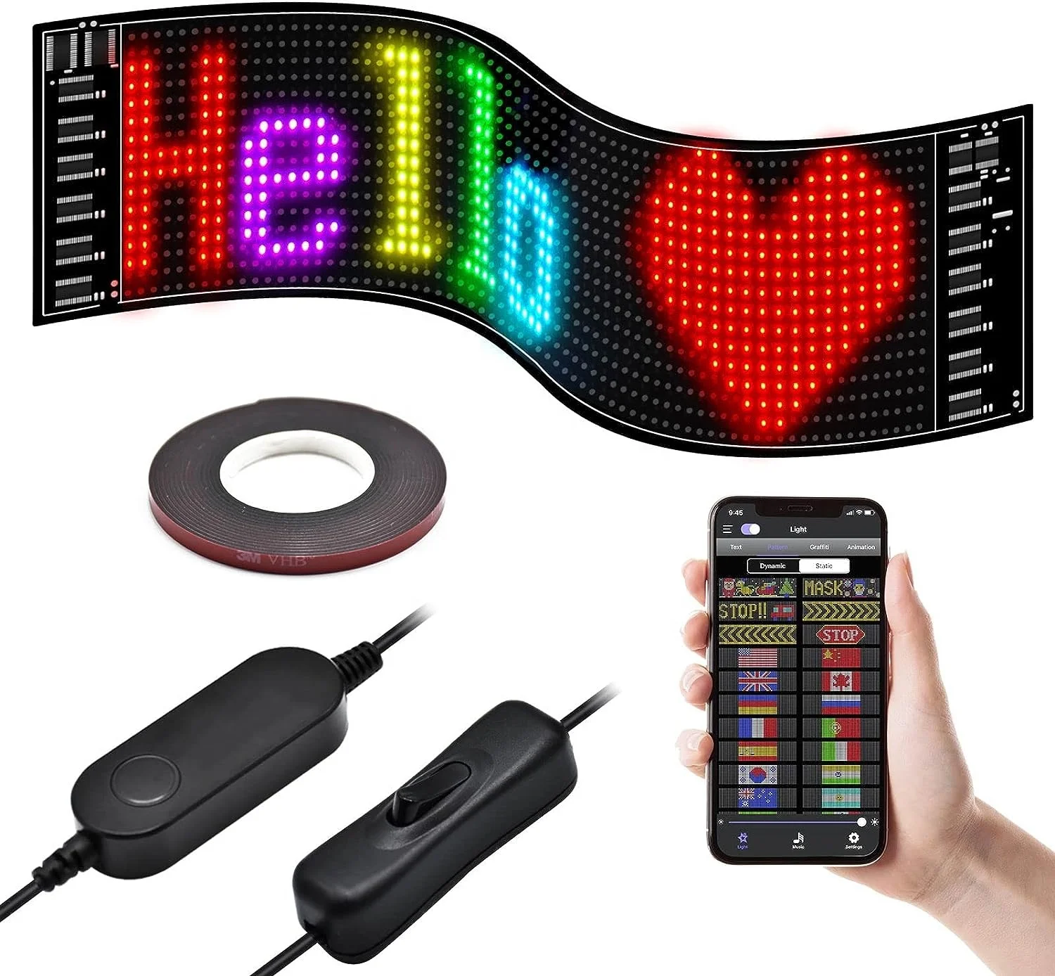 

GOTUS LED matrix panel, rolling bright advertising LED logo, LED car logo with remote control and Bluetooth application control