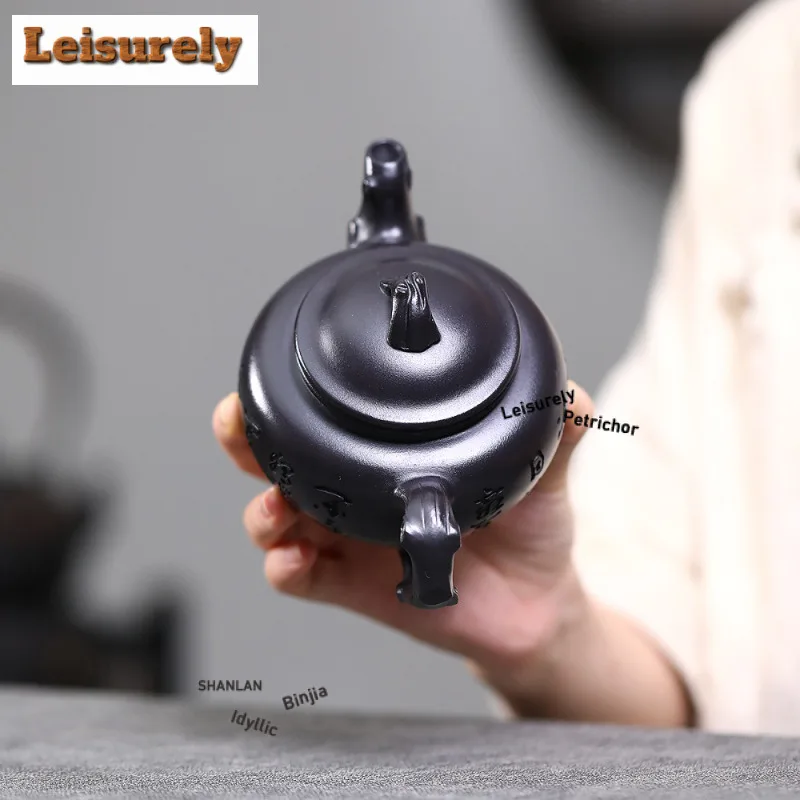 340ml Retro Yixing Purple Clay Teapots Handmade Laughing Sakura Pot Raw Ore Stone Yellow Mud Kettle Chinese Zisha Tea Set Cha