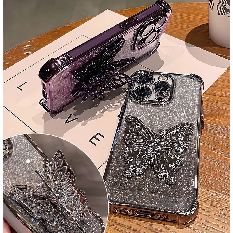 Luxury Glitter 3D Shockproof Stand Holder Case - Premium Soft Cover